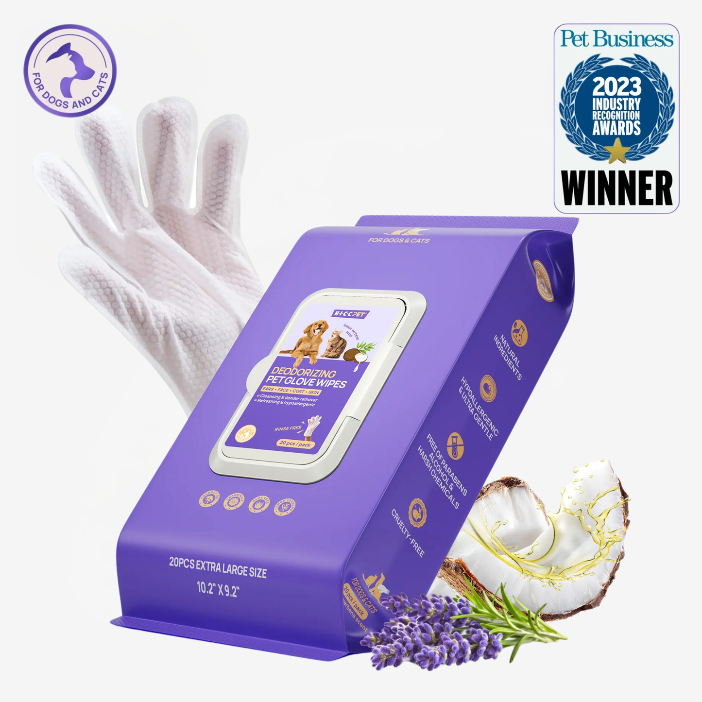 Pawse USA® Plant-Based Pet Bathing Glove Wipes (20 pcs)